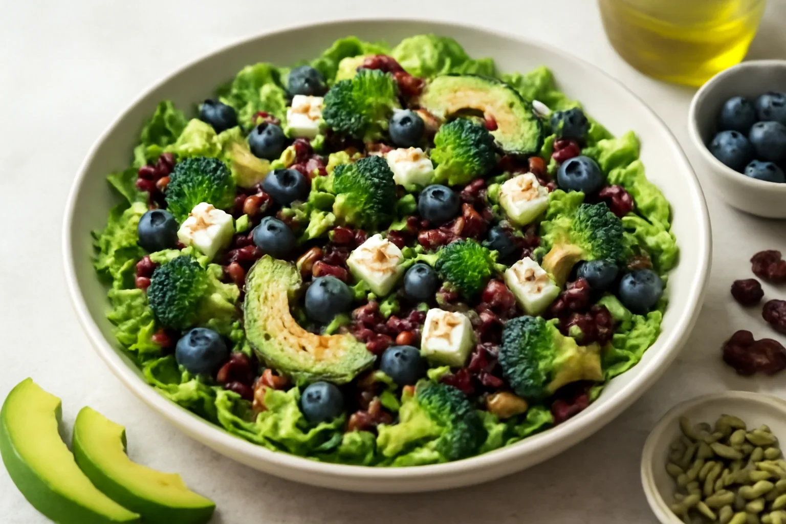 Salata cu broccoli, afine, merisoare si branza