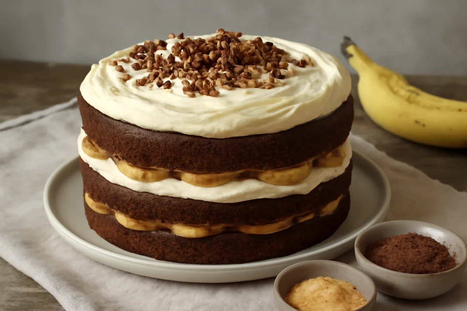 Tort cu ciocolată și banane