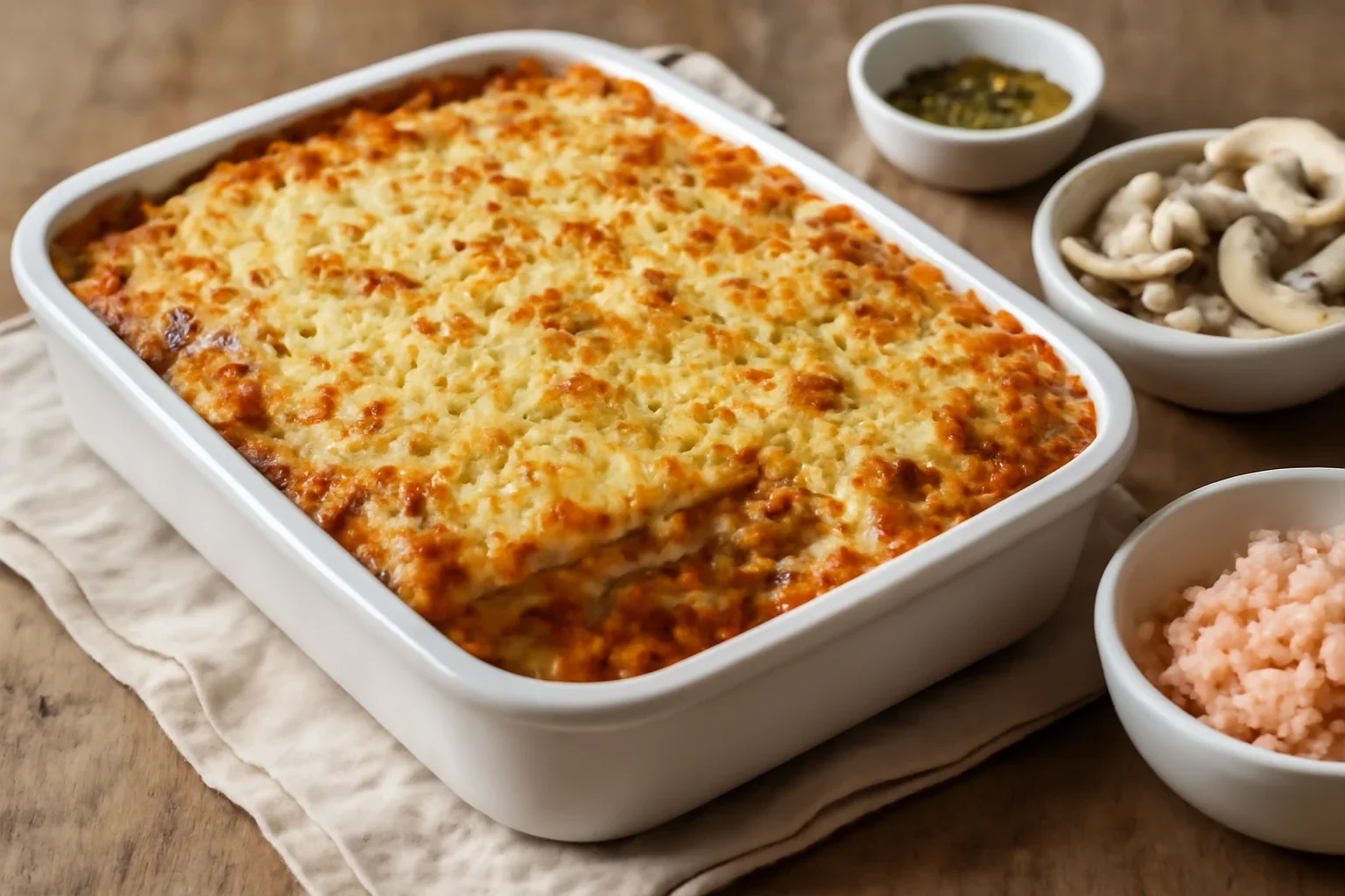 Lasagna cu pui si ciuperci