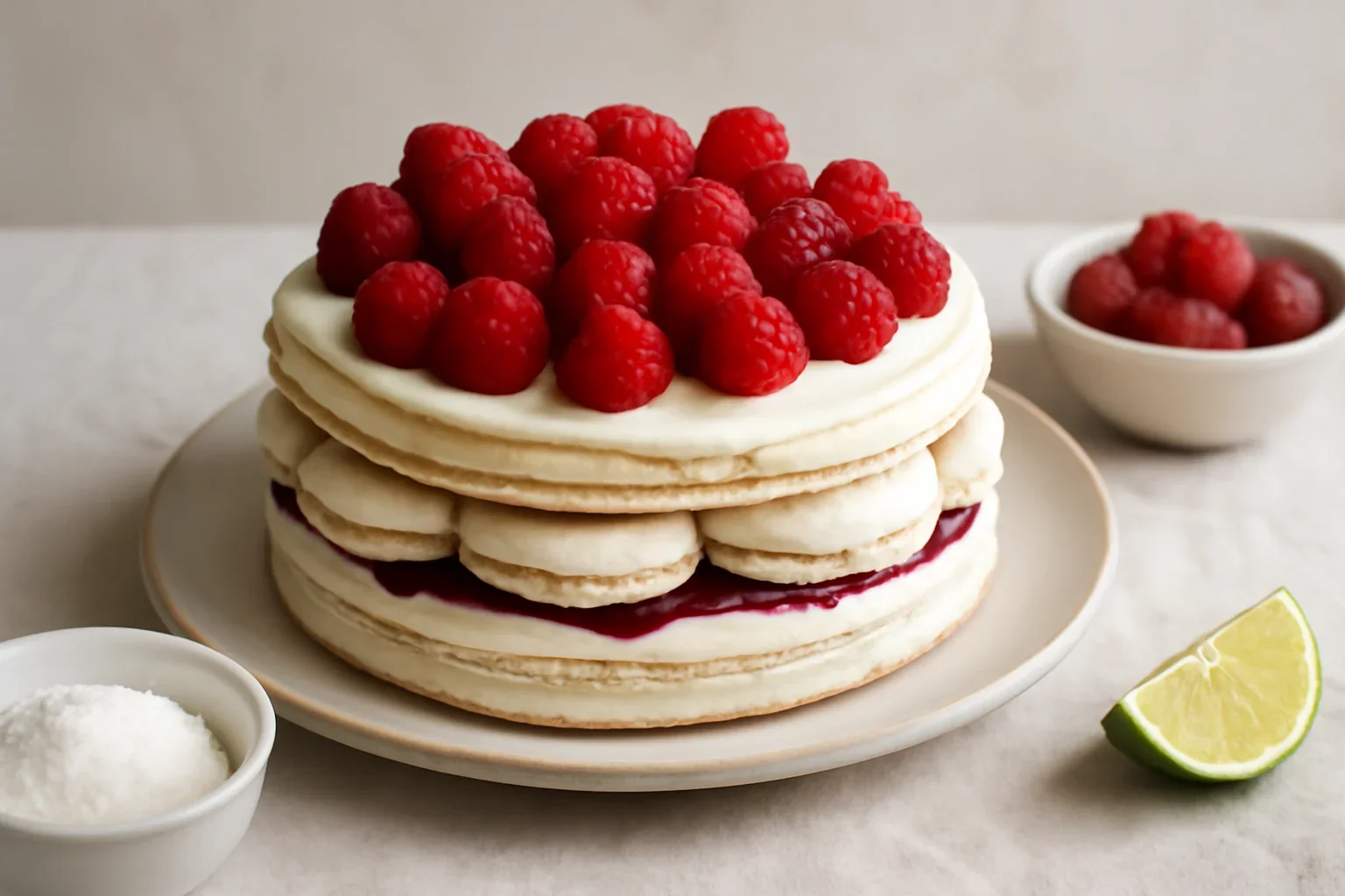 Tort Macarons cu zmeură și mascarpone