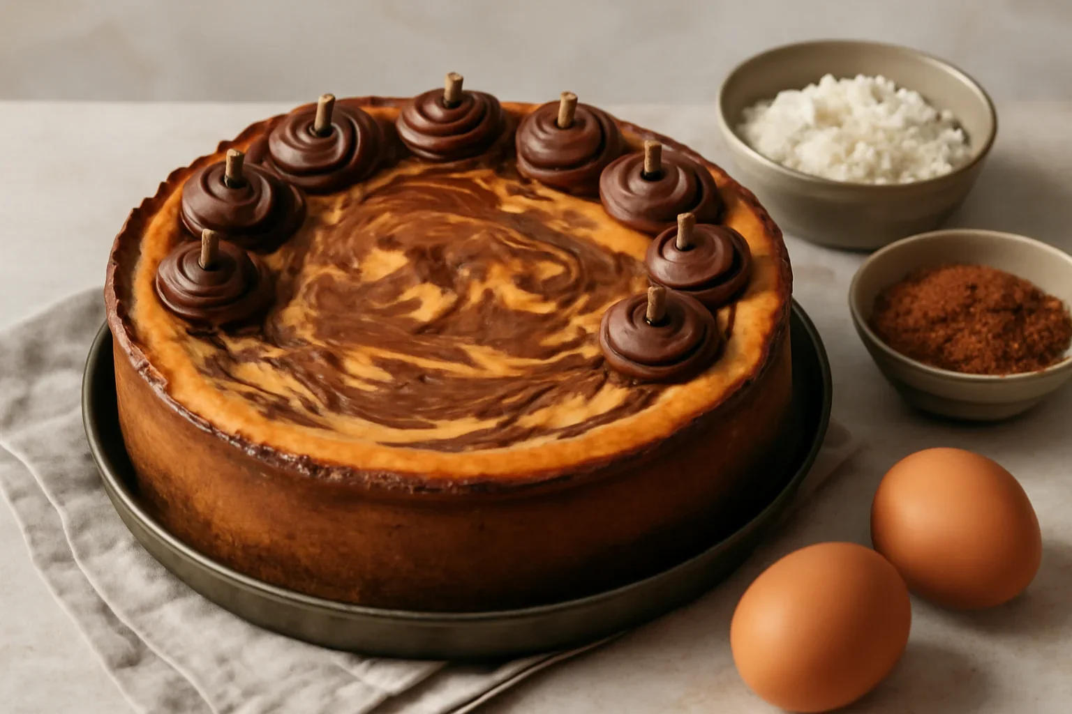 Cheesecake copt cu ciocolată – rețetă de sărbătoare
