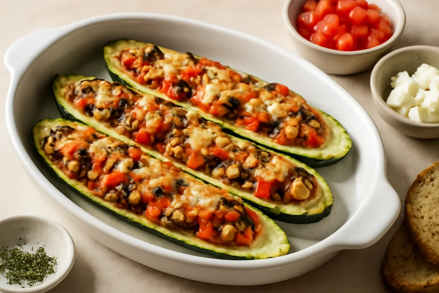 Dovlecei umpluti cu legume si branza