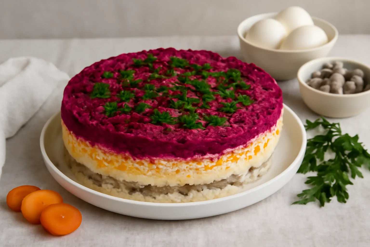 Salata Shuba sau Șuba – cu pește marinat și multe legume colorate – rețetă detaliată