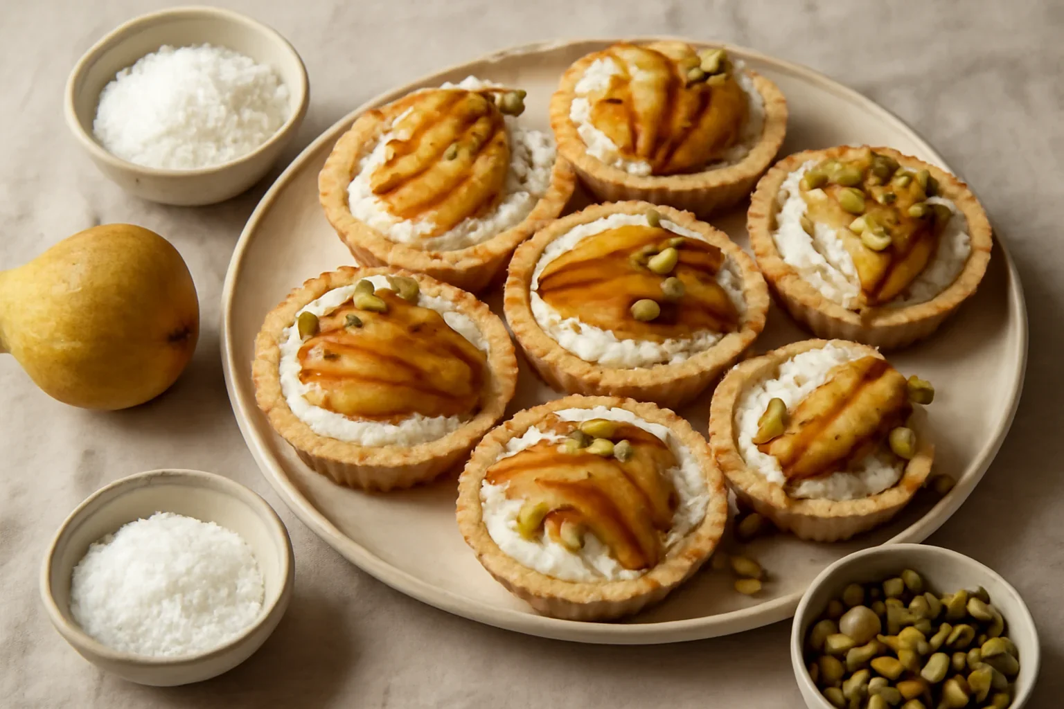 Minitarte cu pere si ricotta
