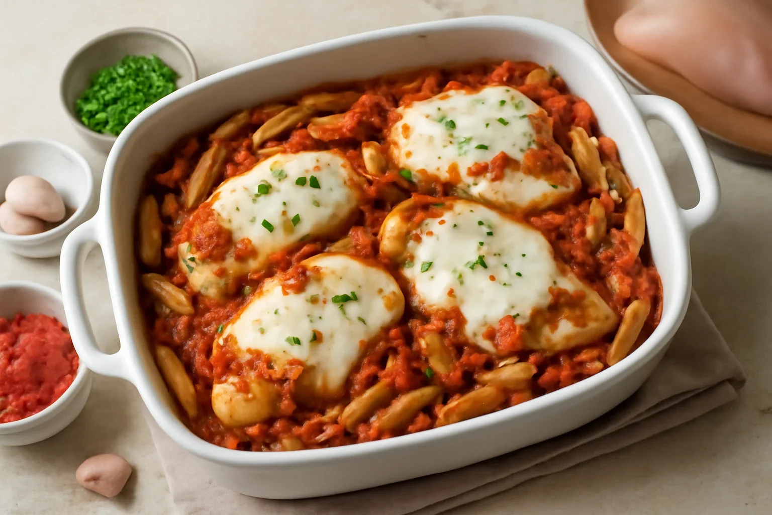 Piept de pui în sos de roșii cu mozzarella