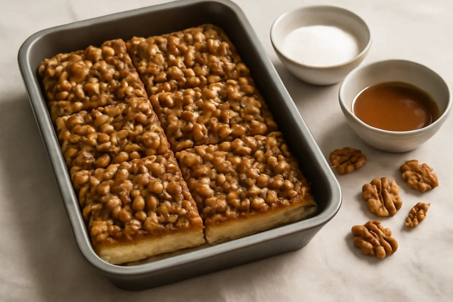 Prajitura rapida cu nuca si caramel