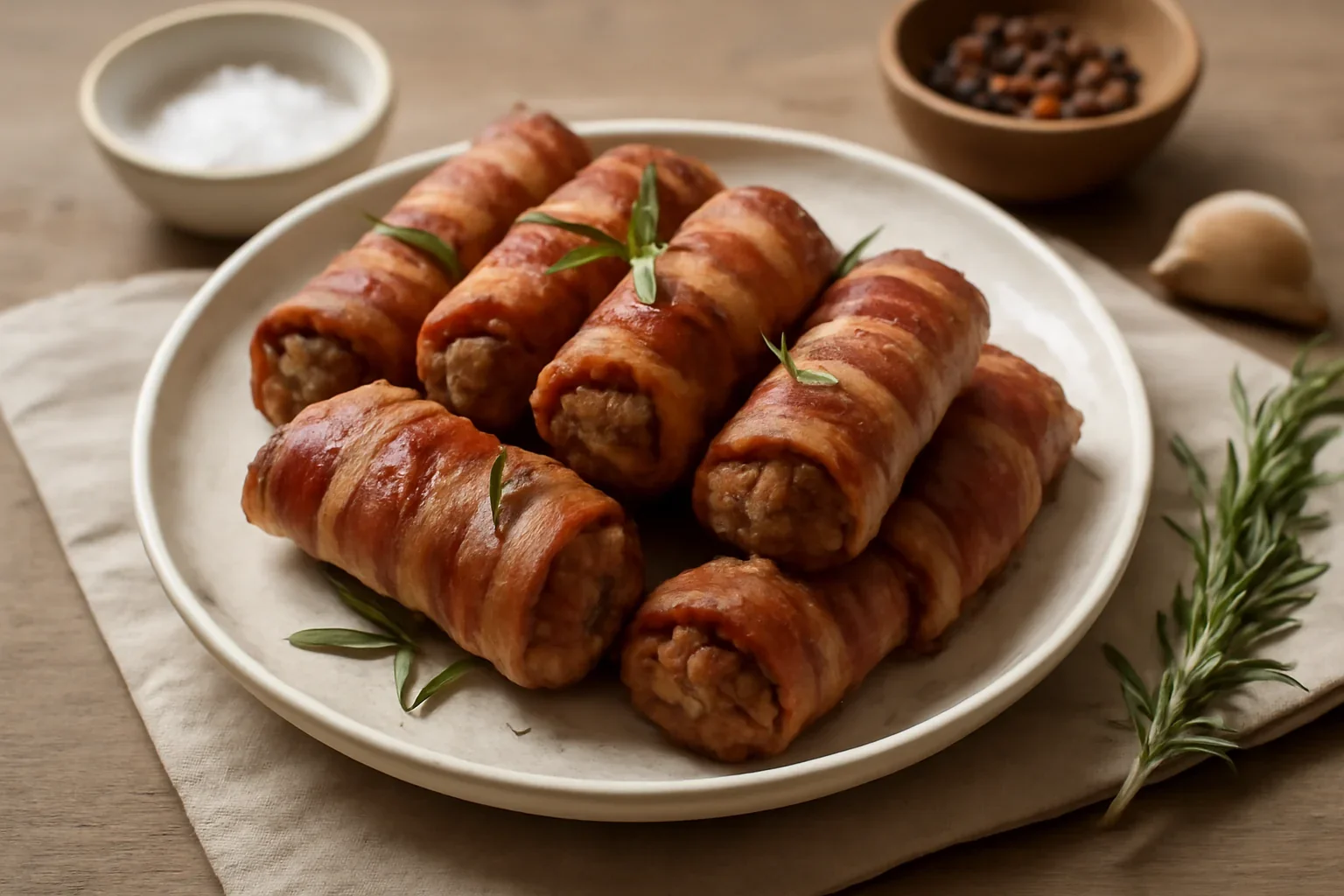 Rulouri din bacon si carne tocata
