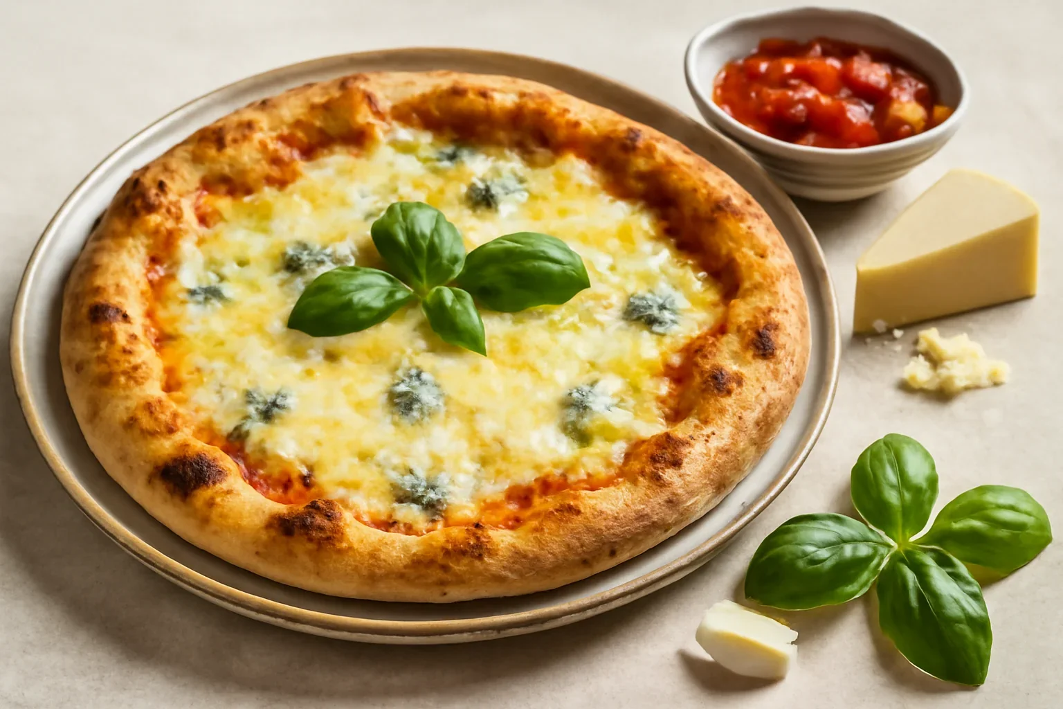 Pizza quattro formaggi – 4 branze – reteta autentica italiana