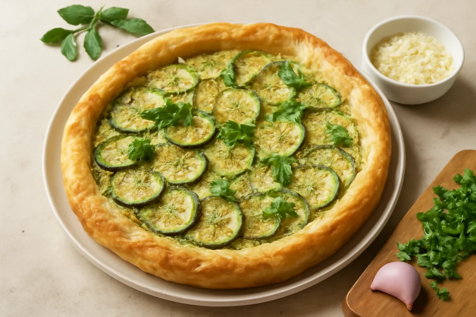 Tarta cu dovlecei si menta
