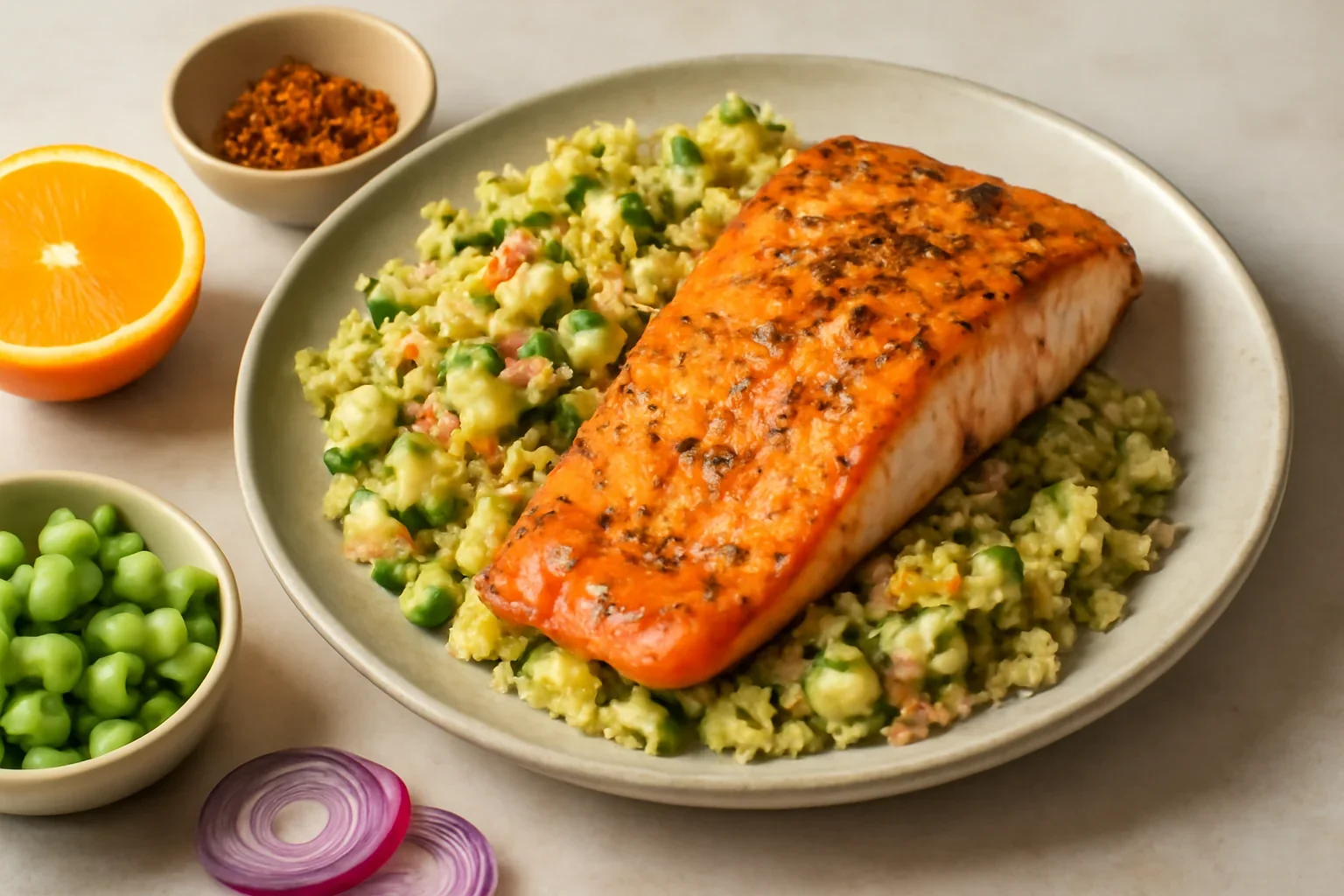 Somon cu salată de cuscus