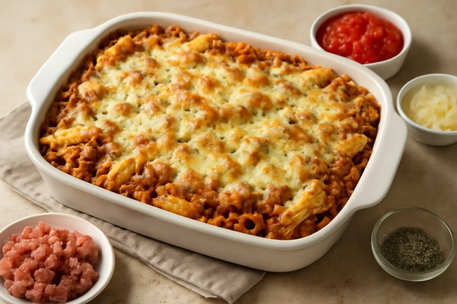 Paste cu carne tocata la cuptor