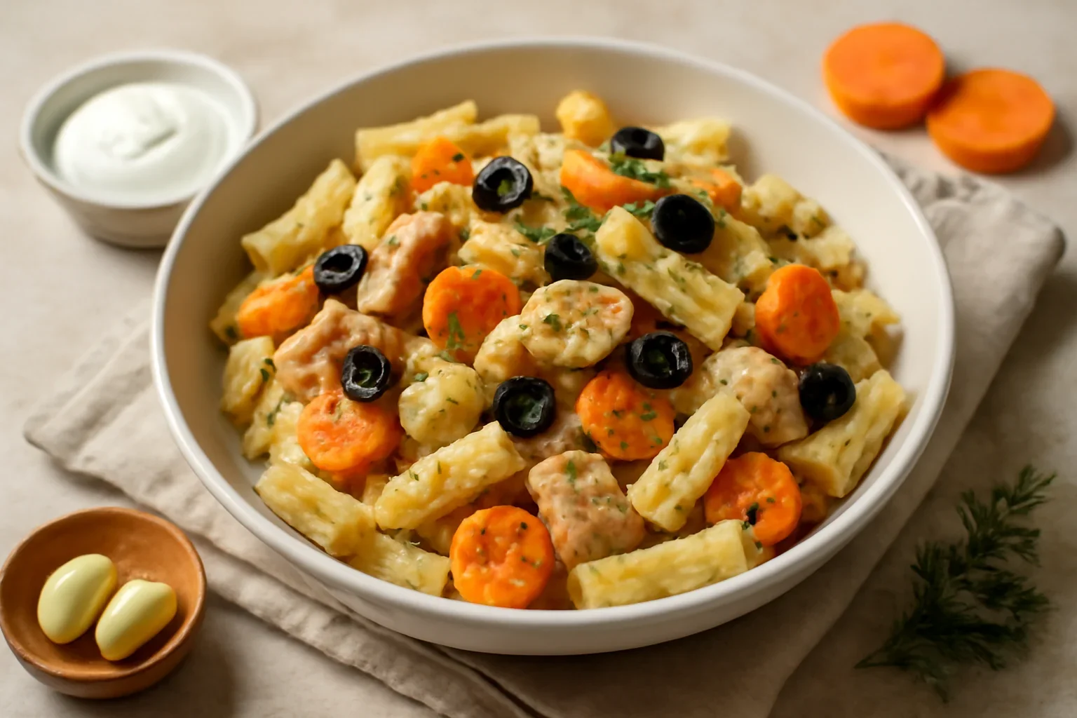 Pasta din piept de pui cu morcov si ceapa
