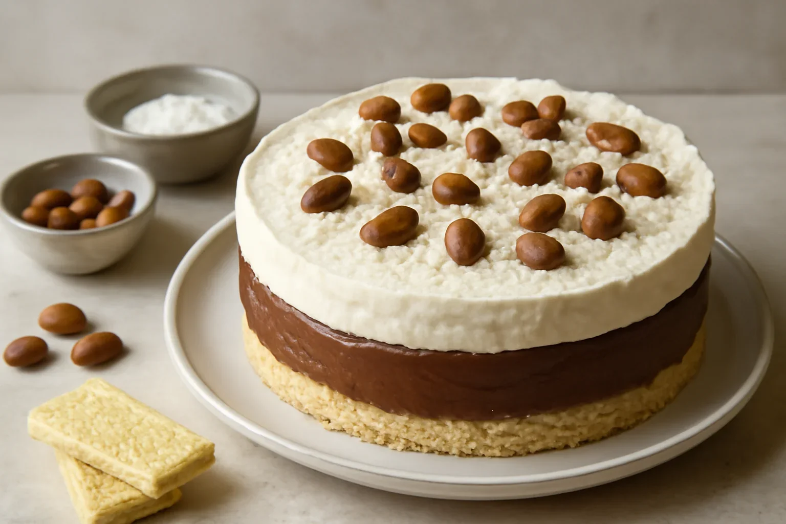 Cheesecake cu napolitane si crema de ciocolata