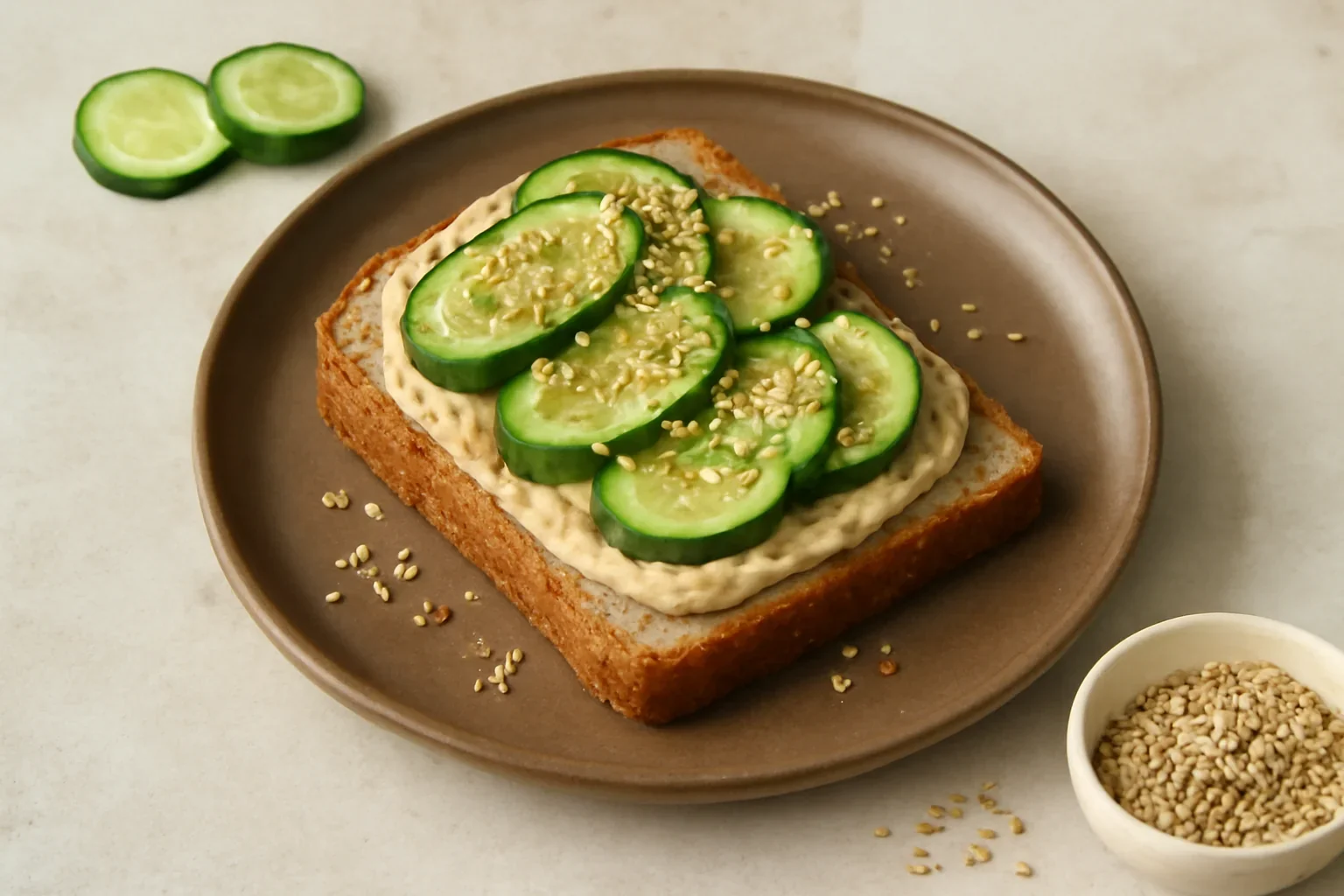 Toast cu hummus și castraveți