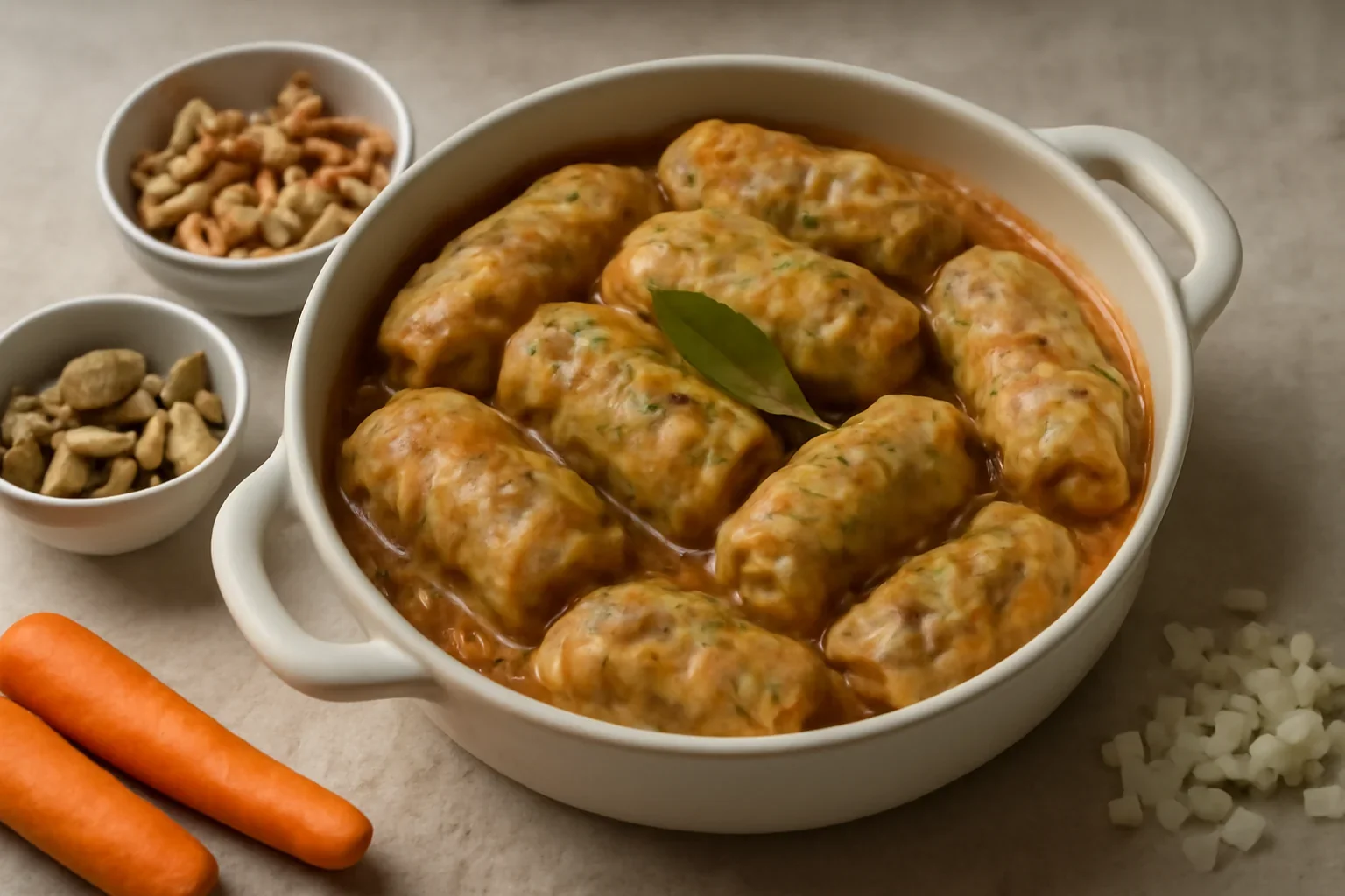 Sarmale cu carne de porc si vita in foi de varza