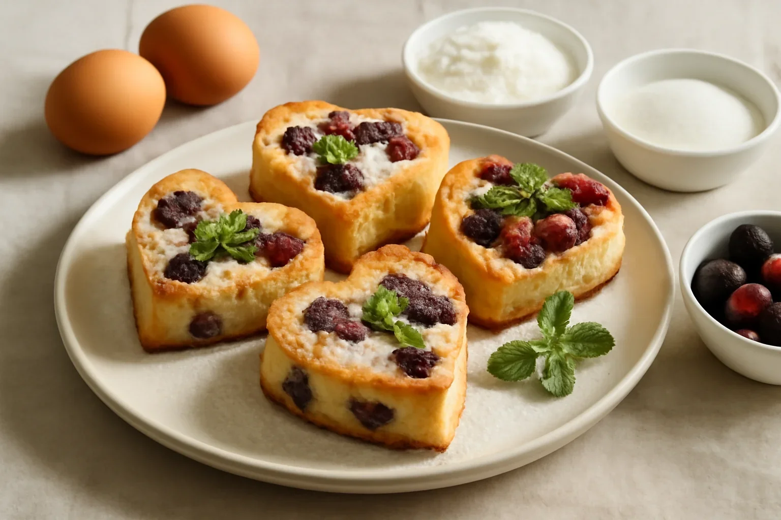 Inimioare cu ricotta, iaurt si fructe de padure