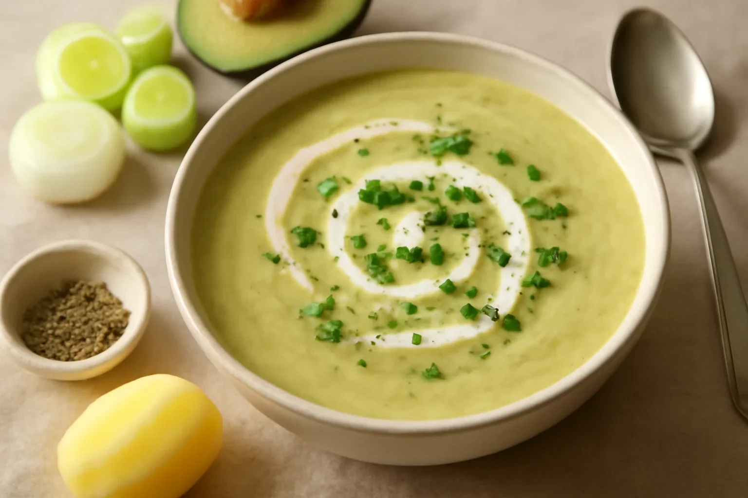 Supa crema de praz cu avocado