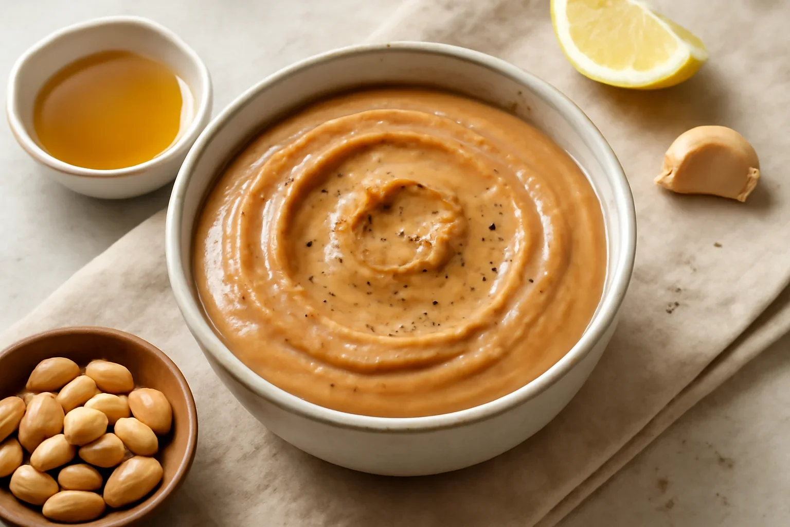 Dip dulce-acru cu unt de arahide