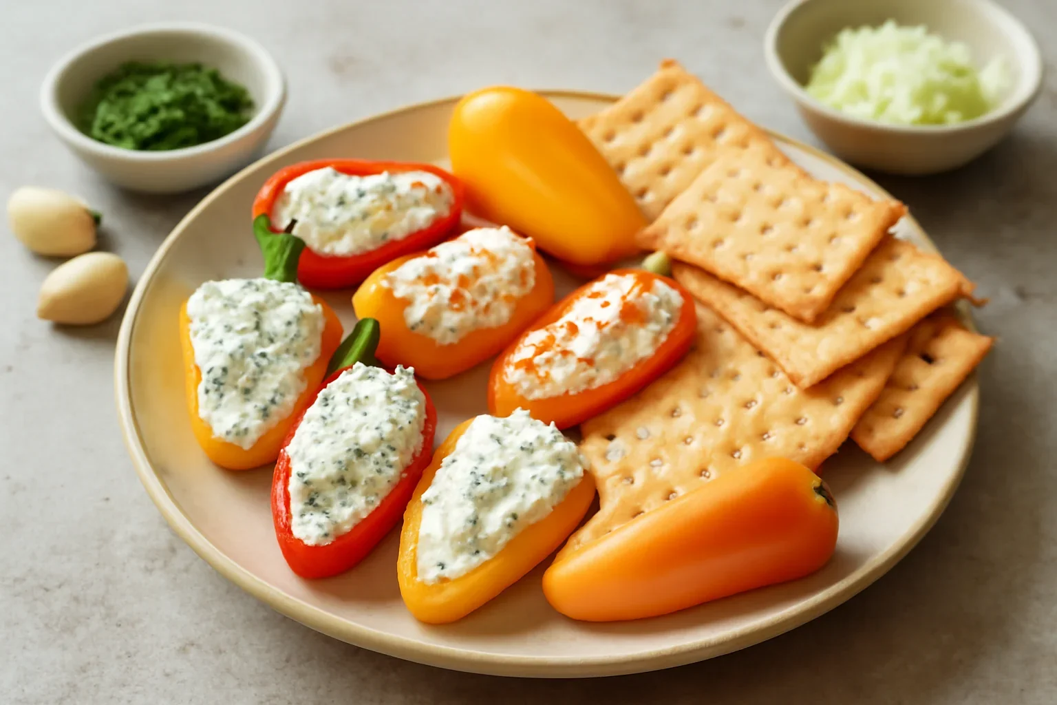 Ardei umpluți cu brânză și mărar sau cu cremă de brânză picantă – aperitiv