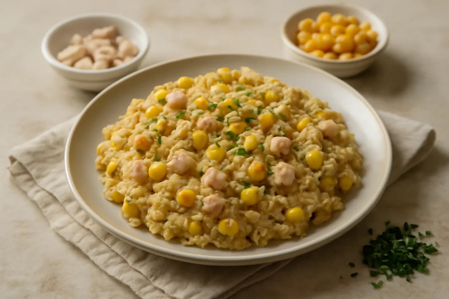 Risotto cu porumb și șuncă de pui