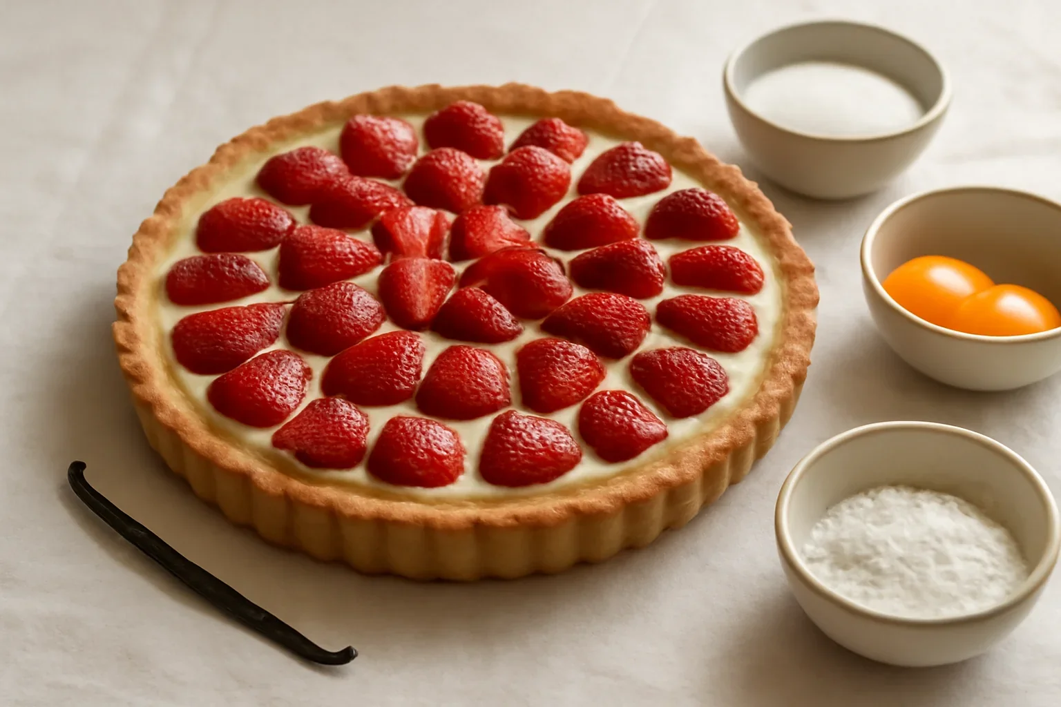 Tarta cu capsuni si crema de vanilie