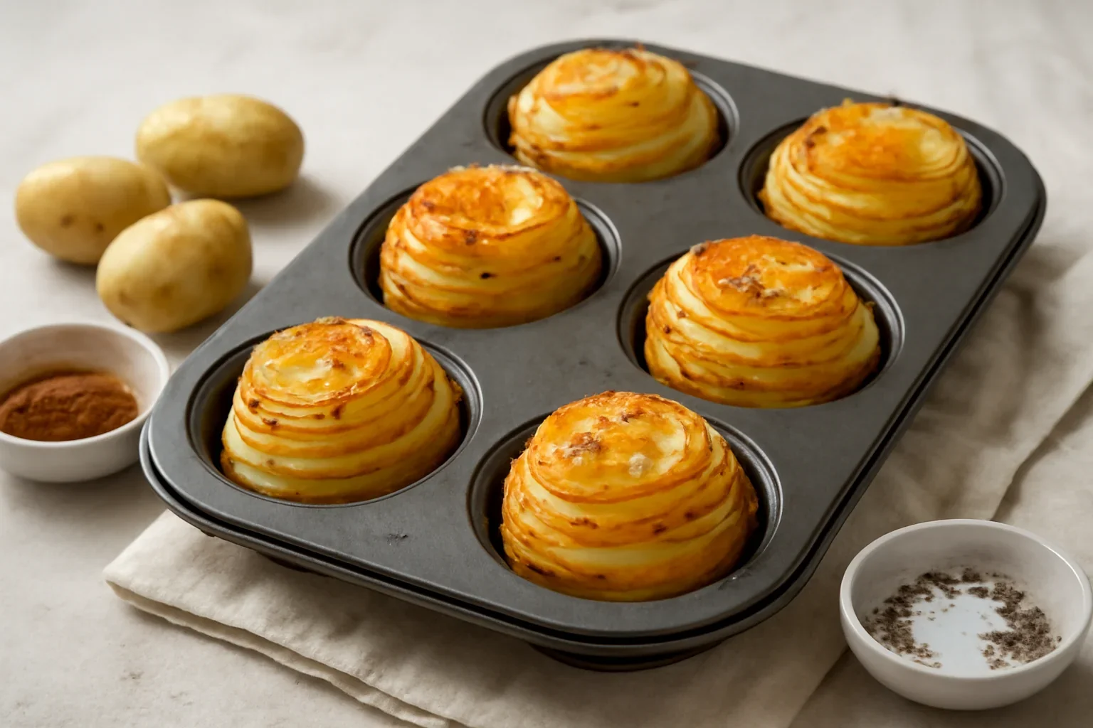 Rondele de cartofi la cuptor – turnulete in forme de briose