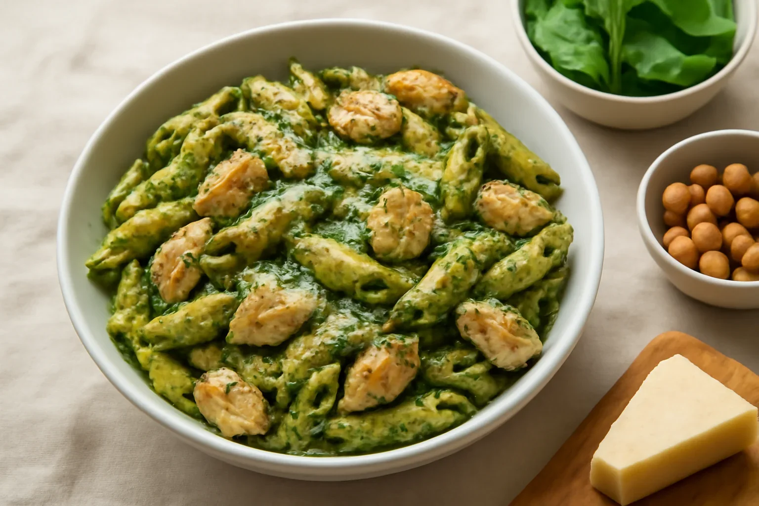 Paste cu pui și pesto de spanac