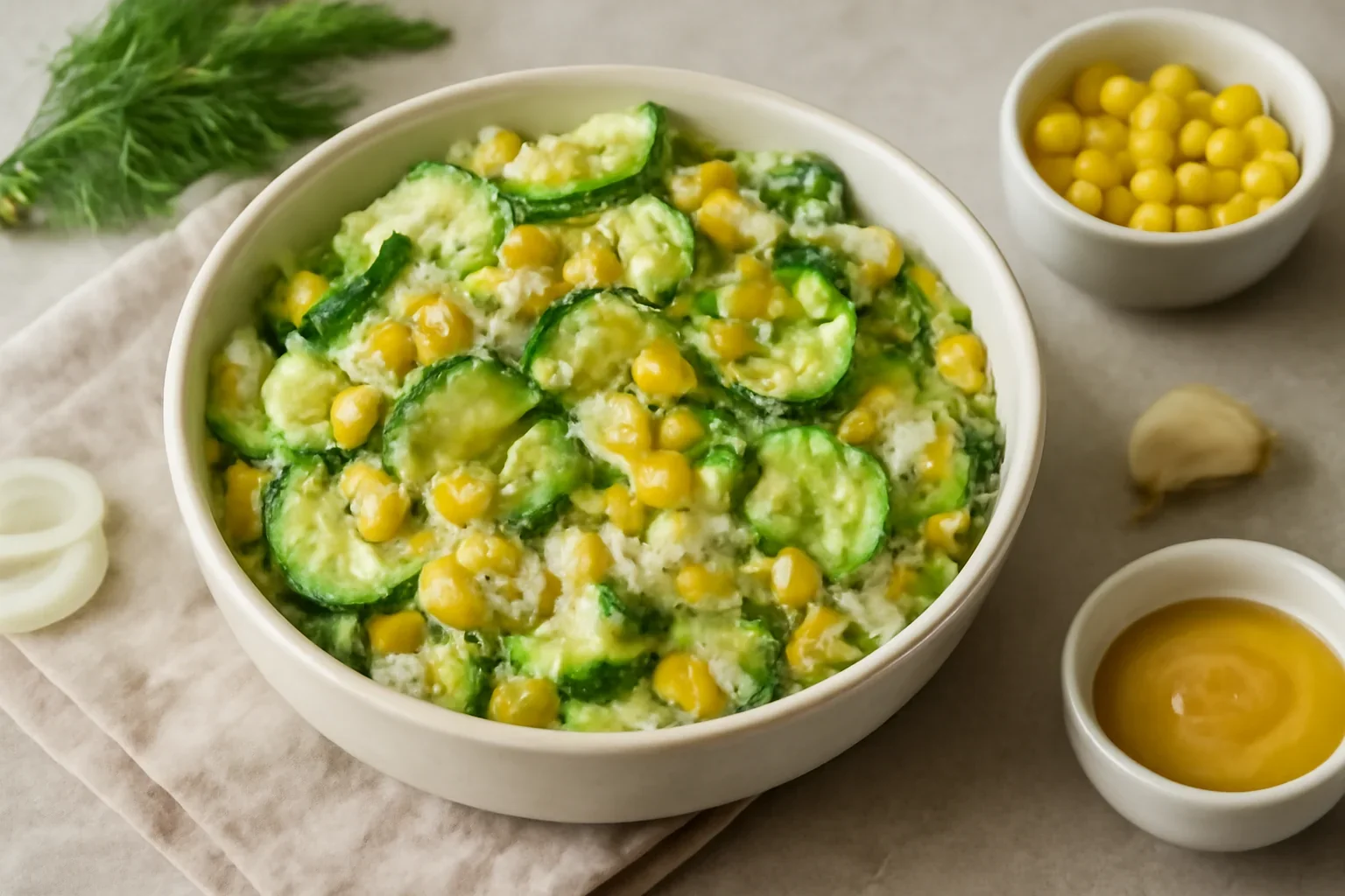 Salata de castraveti cu oua si porumb