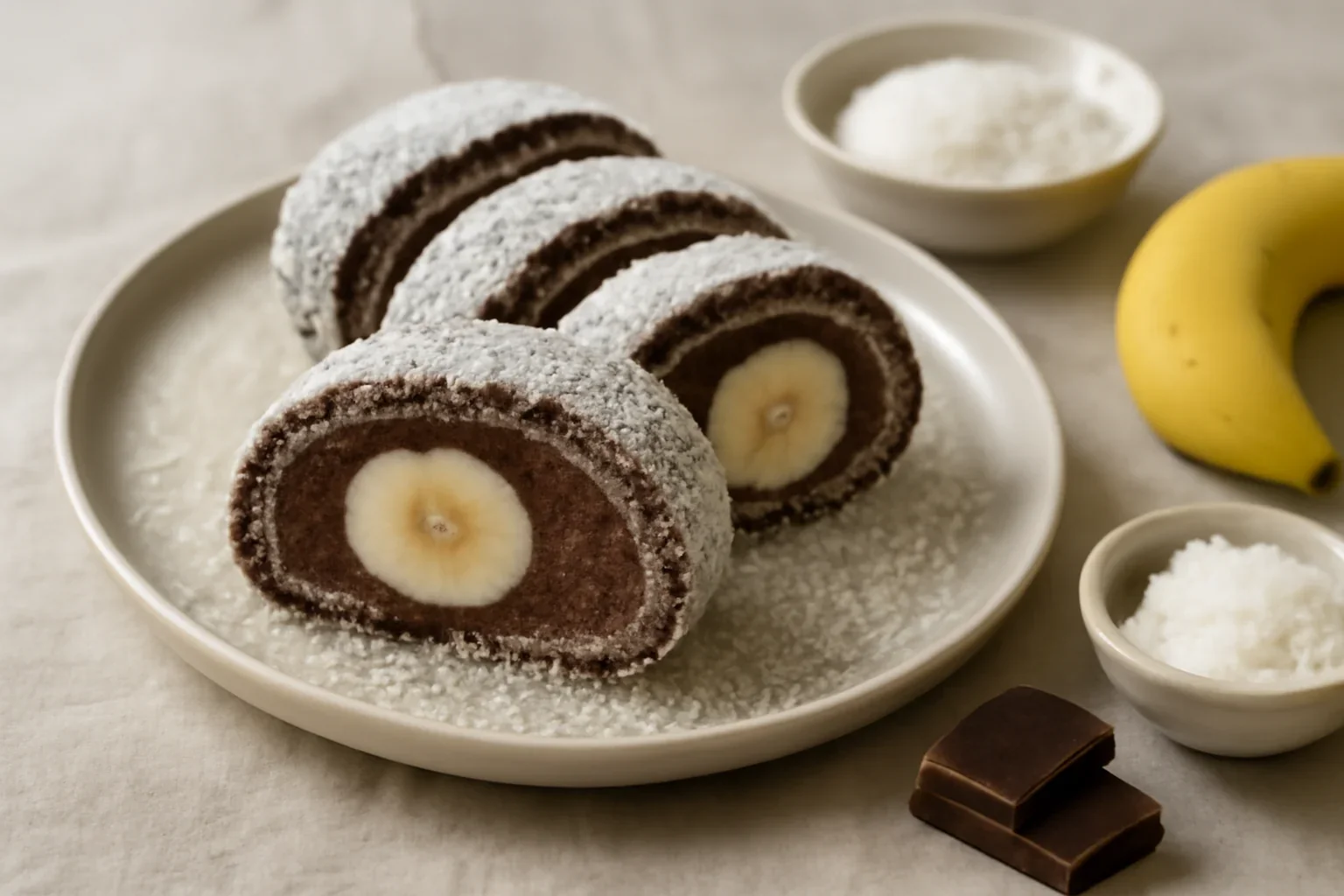 Rulada din biscuiti cu banane