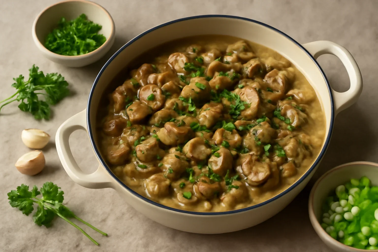 Mancare de vitel cu ciuperci Fricassee