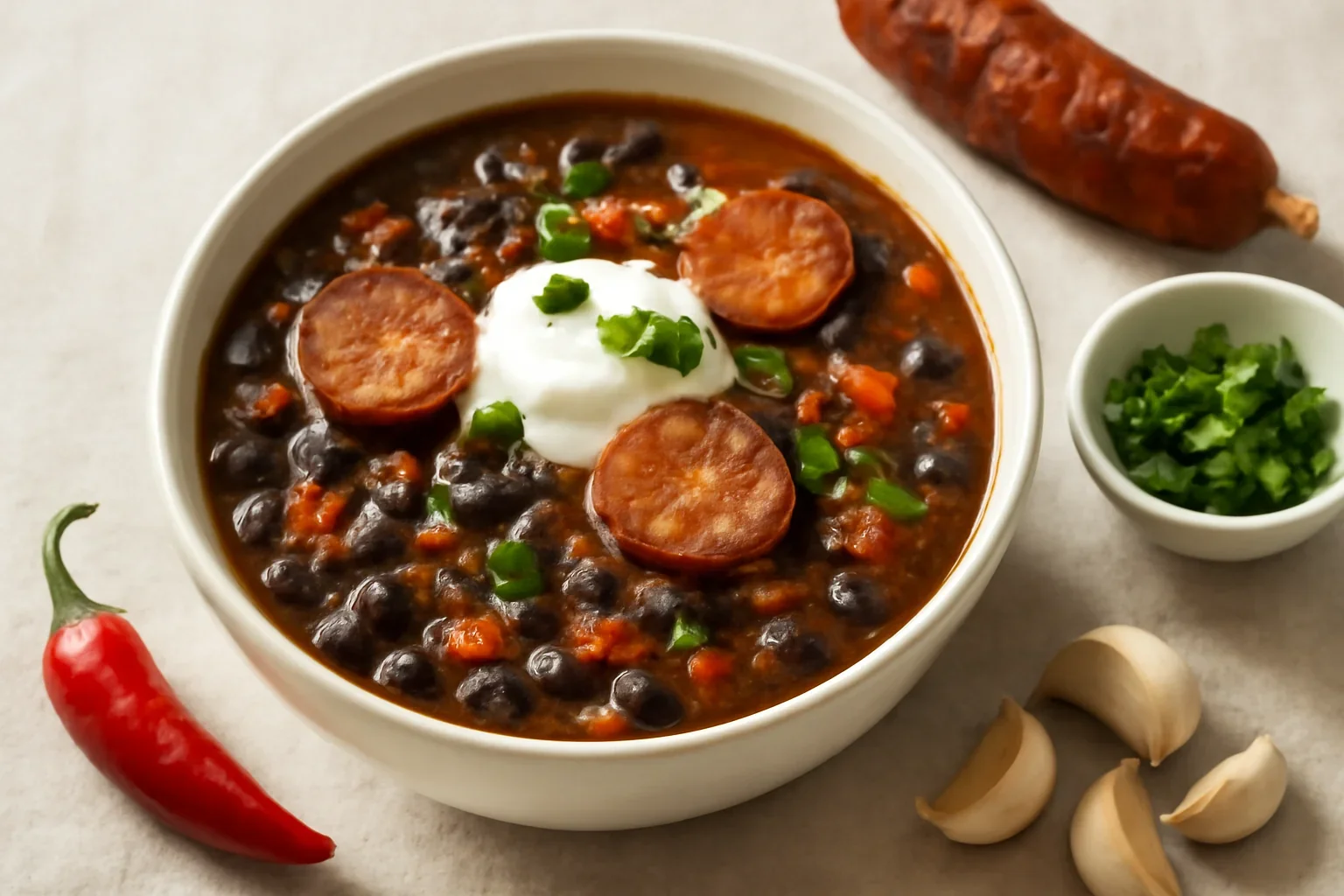 Supa de fasole neagra cu chorizo