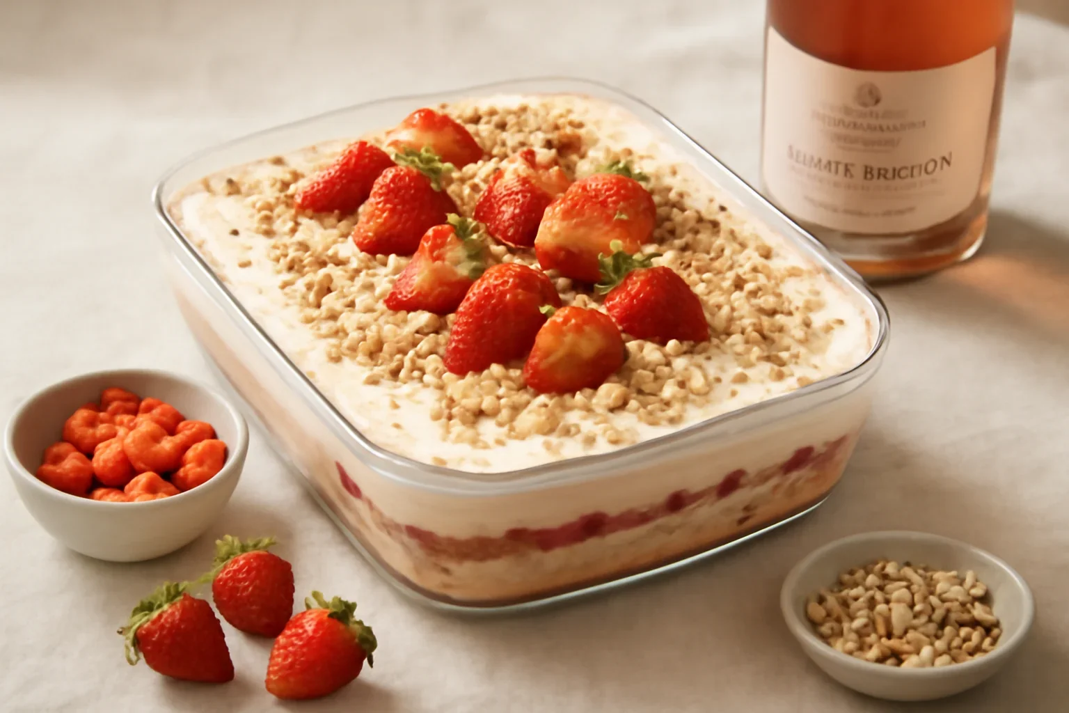Tiramisu cu căpșuni și șampanie (fără ouă)