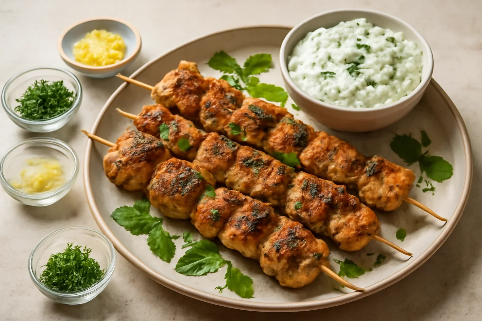 Souvlaki grecesc de pui cu tzatziki