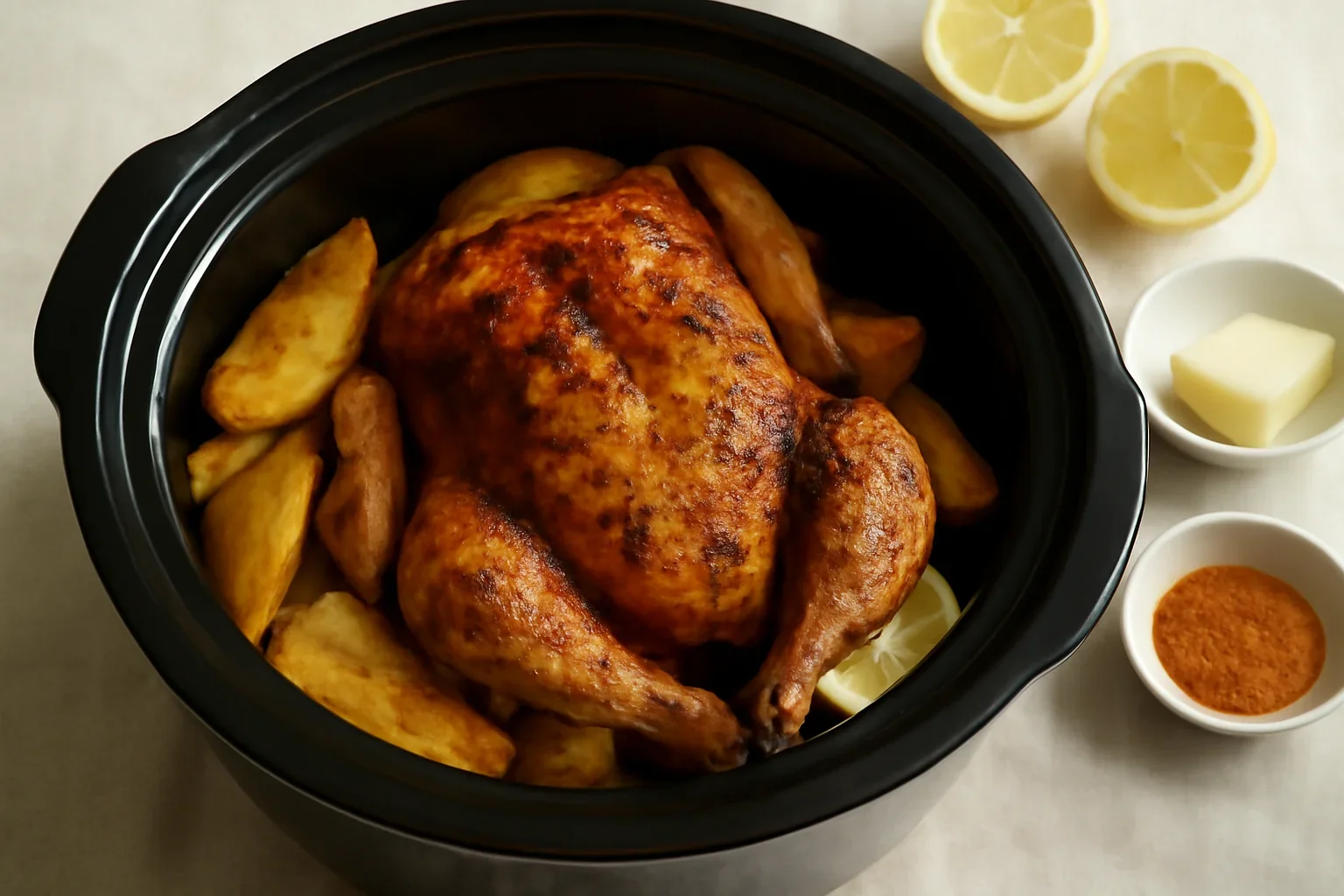 Pui intreg la slow cooker