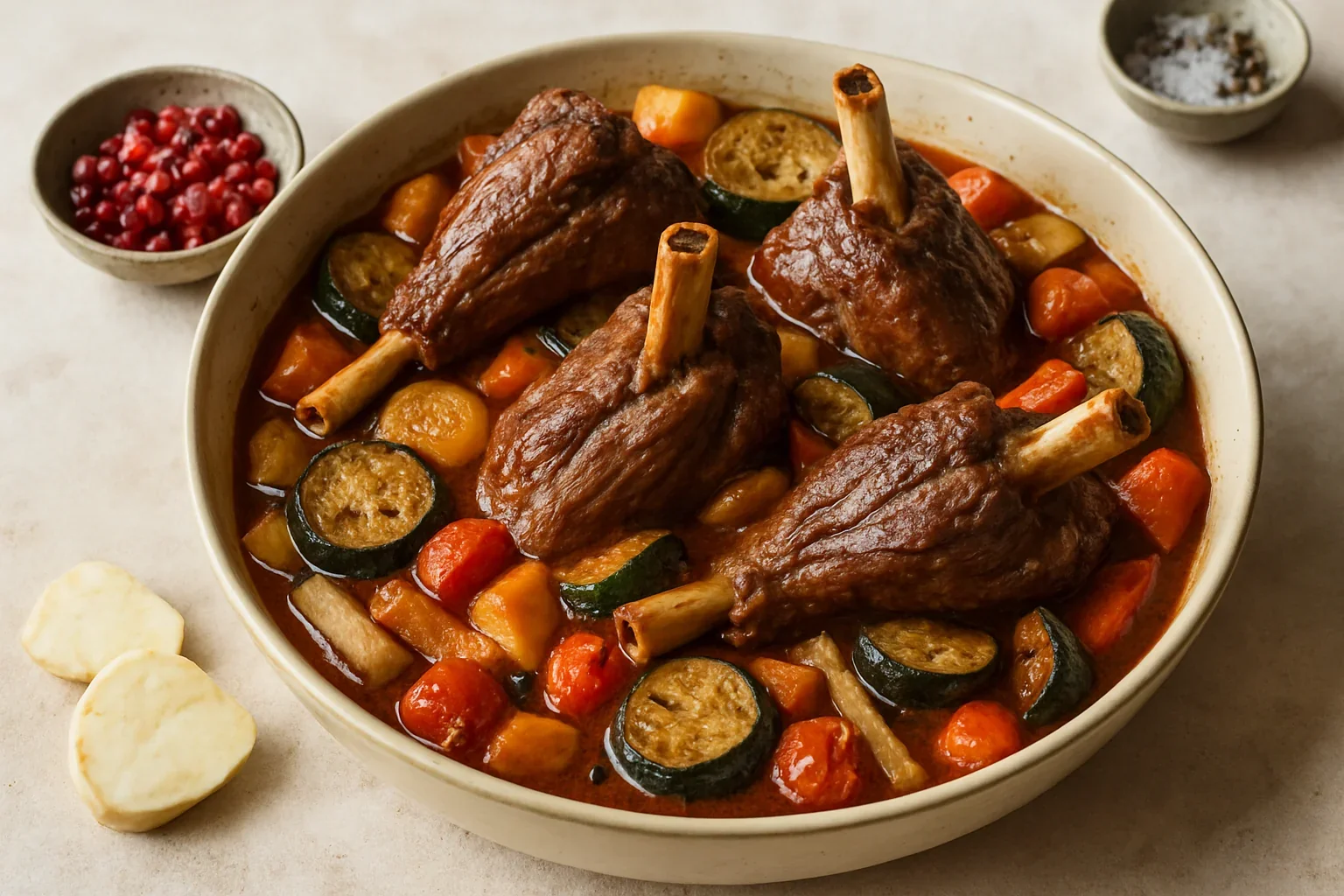 Miel aromat în sos de rodie și legume coapte