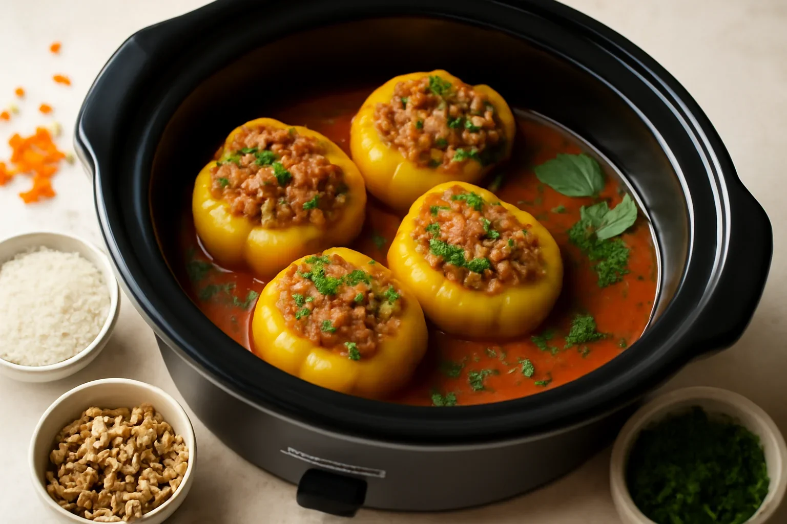 Ardei umpluti de post la Crock-Pot