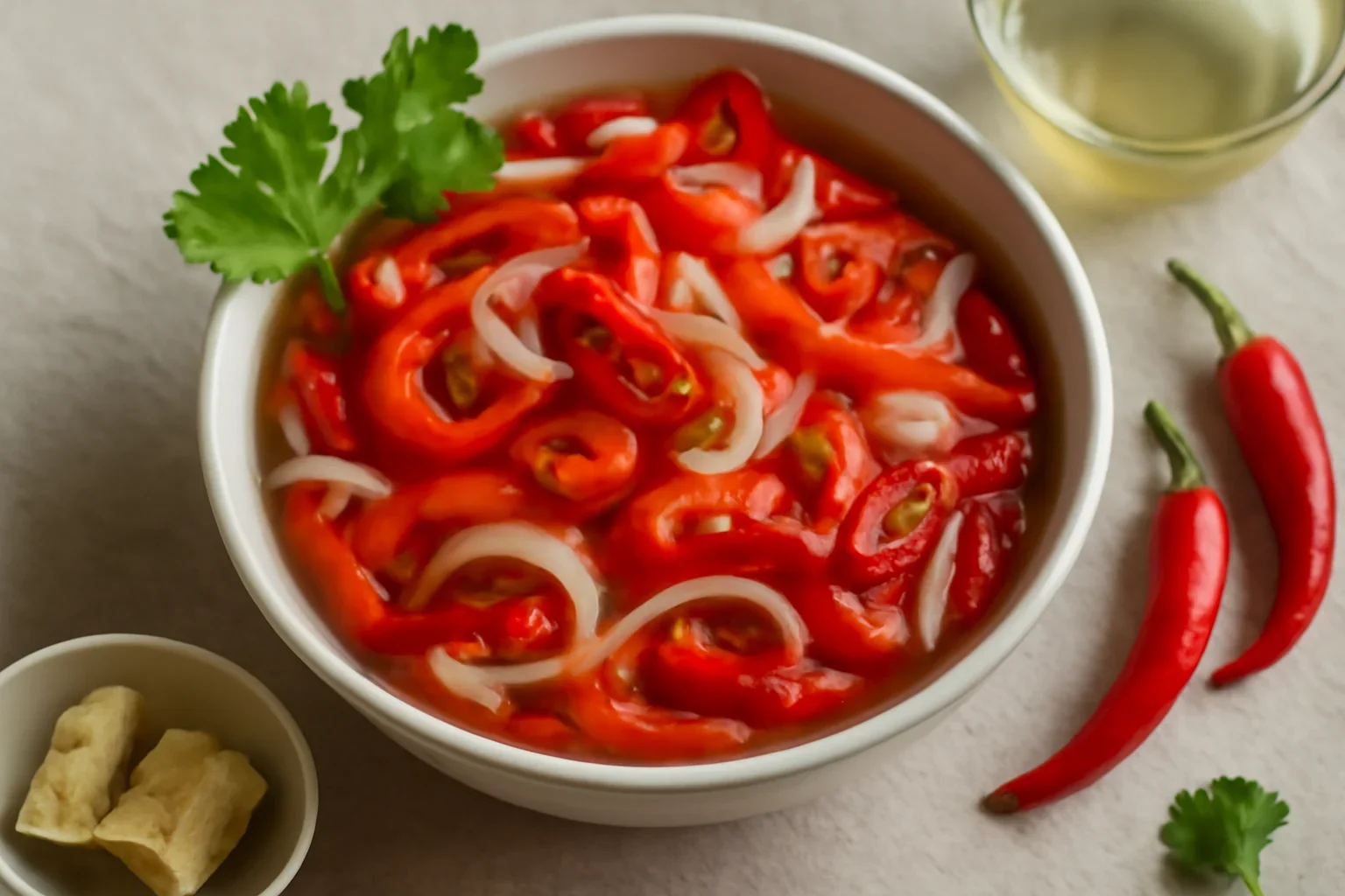 Salata de ardei iuti cu ceapa si gogosari