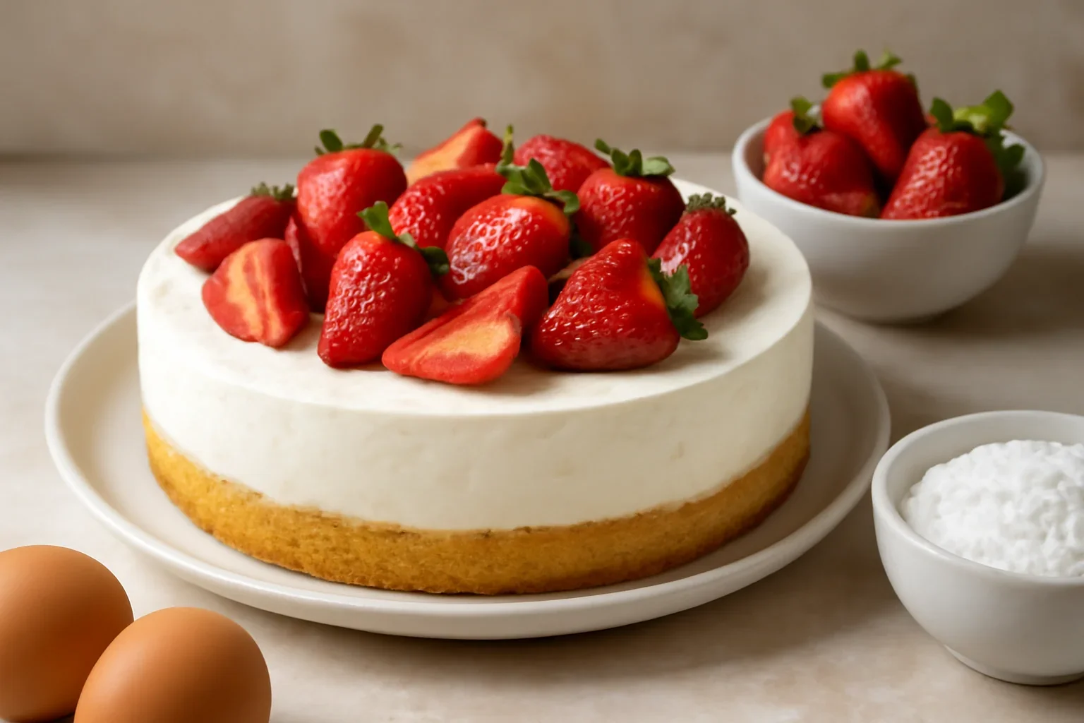 Cheesecake cu mascarpone și căpșuni