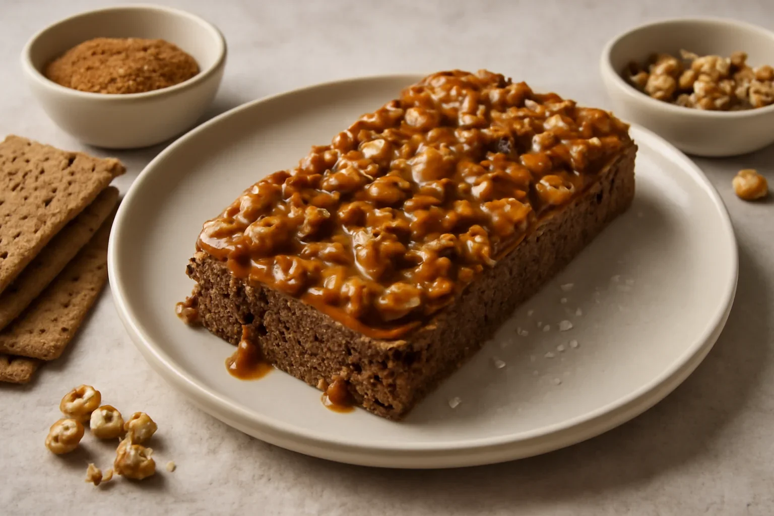 Baton crocant cu nuci, caramel și Finn Crisp