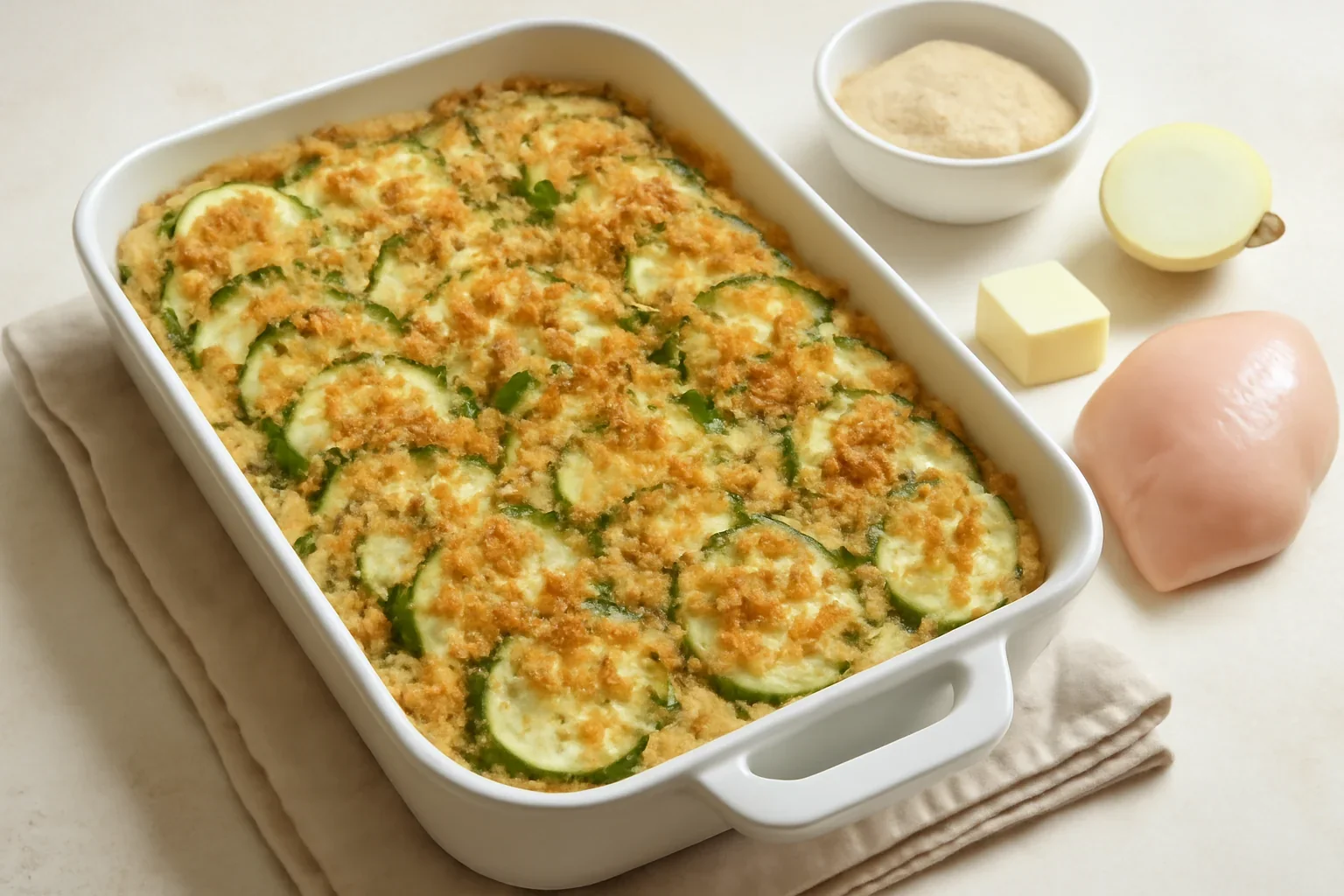 Dovlecei gratinati cu piept de pui