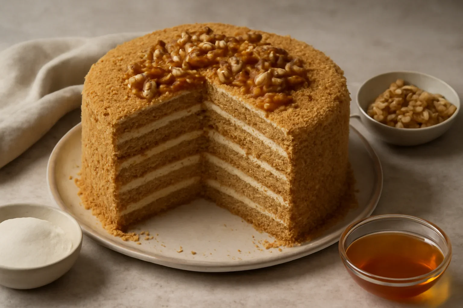 Tort Marlenka / Tort cu nuca si caramel