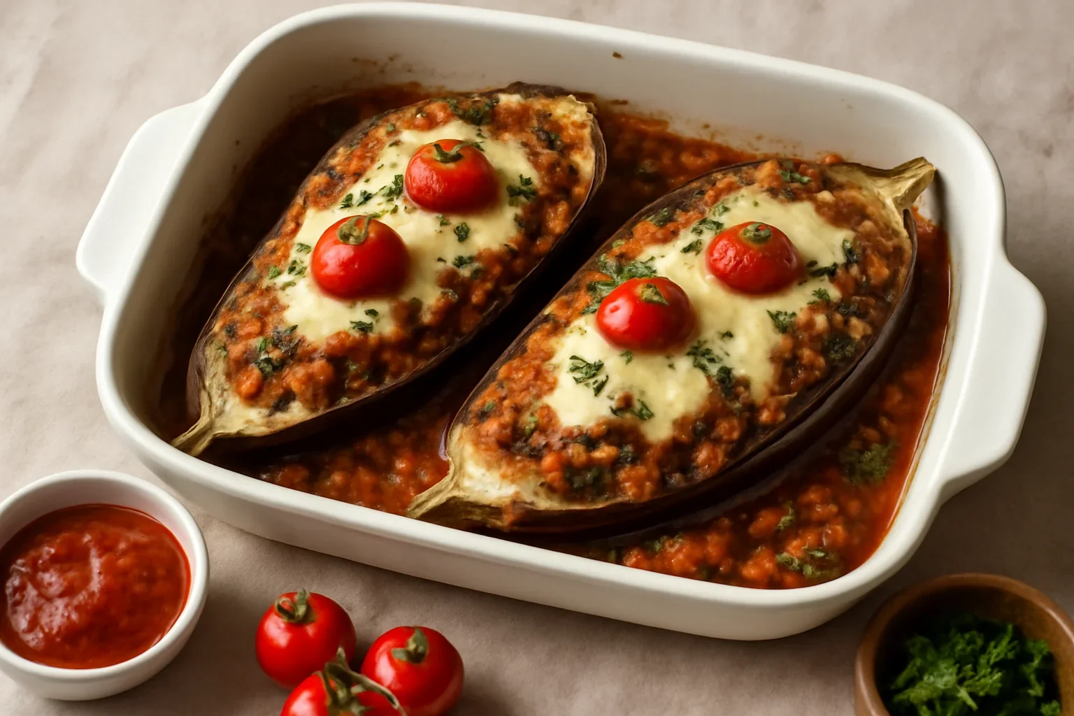 Vinete cu carne tocata la cuptor
