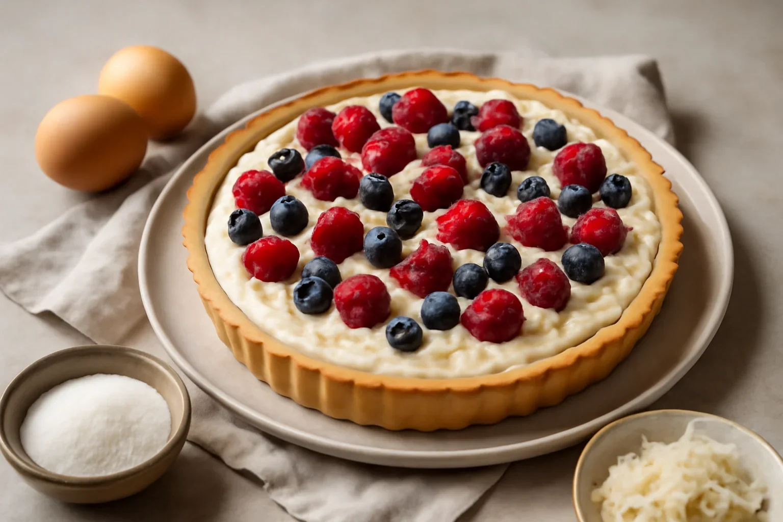 Tarta cu fructe si ciocolata alba