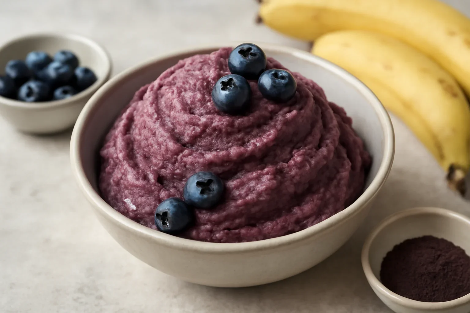 Înghețată de banane cu acai și afine
