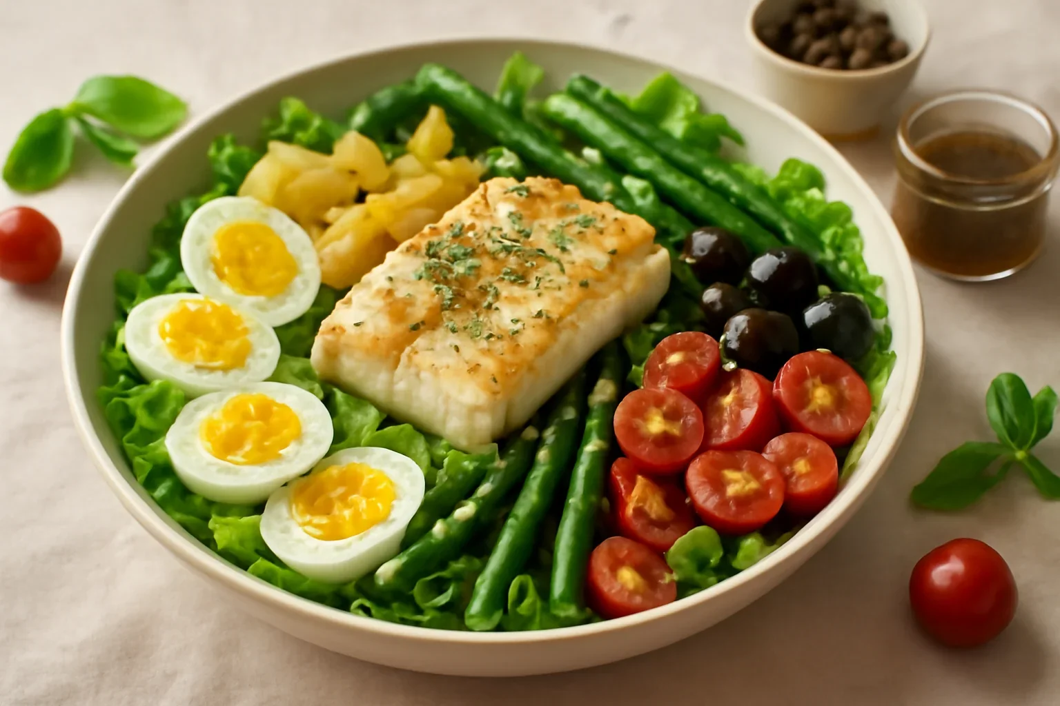 Salata Nicoise cu file de cod