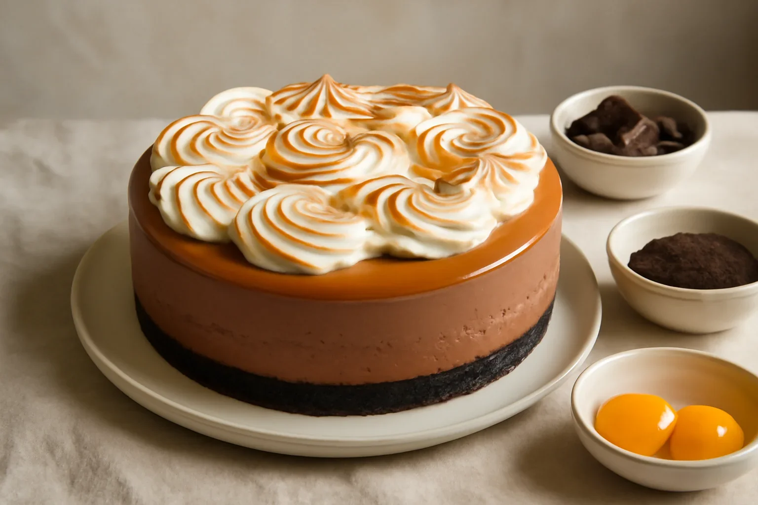 Cheesecake cu ciocolată și caramel, fără coacere