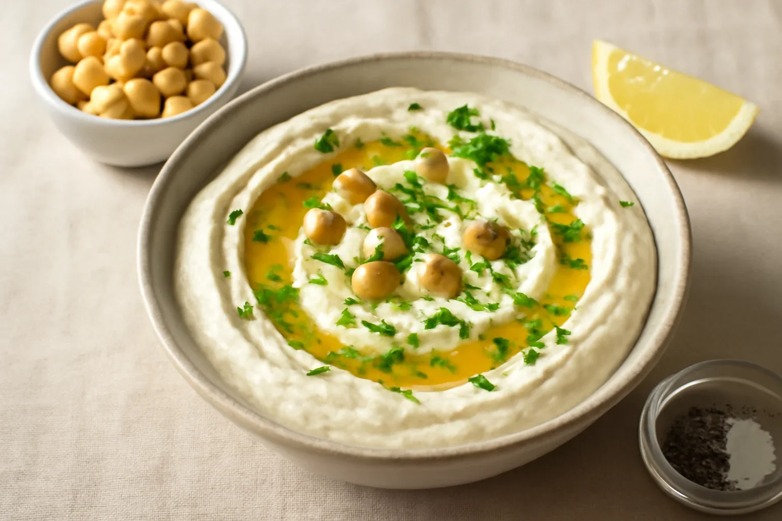 Hummus cu iaurt și pătrunjel