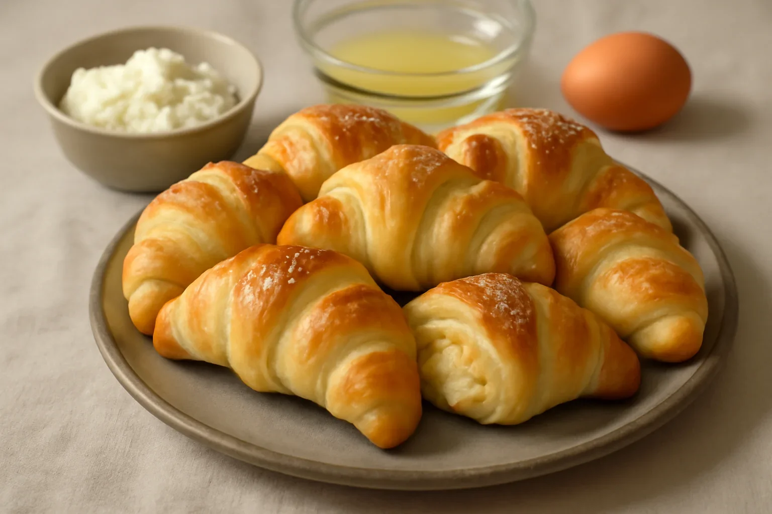 Cornuri aperitiv fragede si pufoase, croissante cu branza