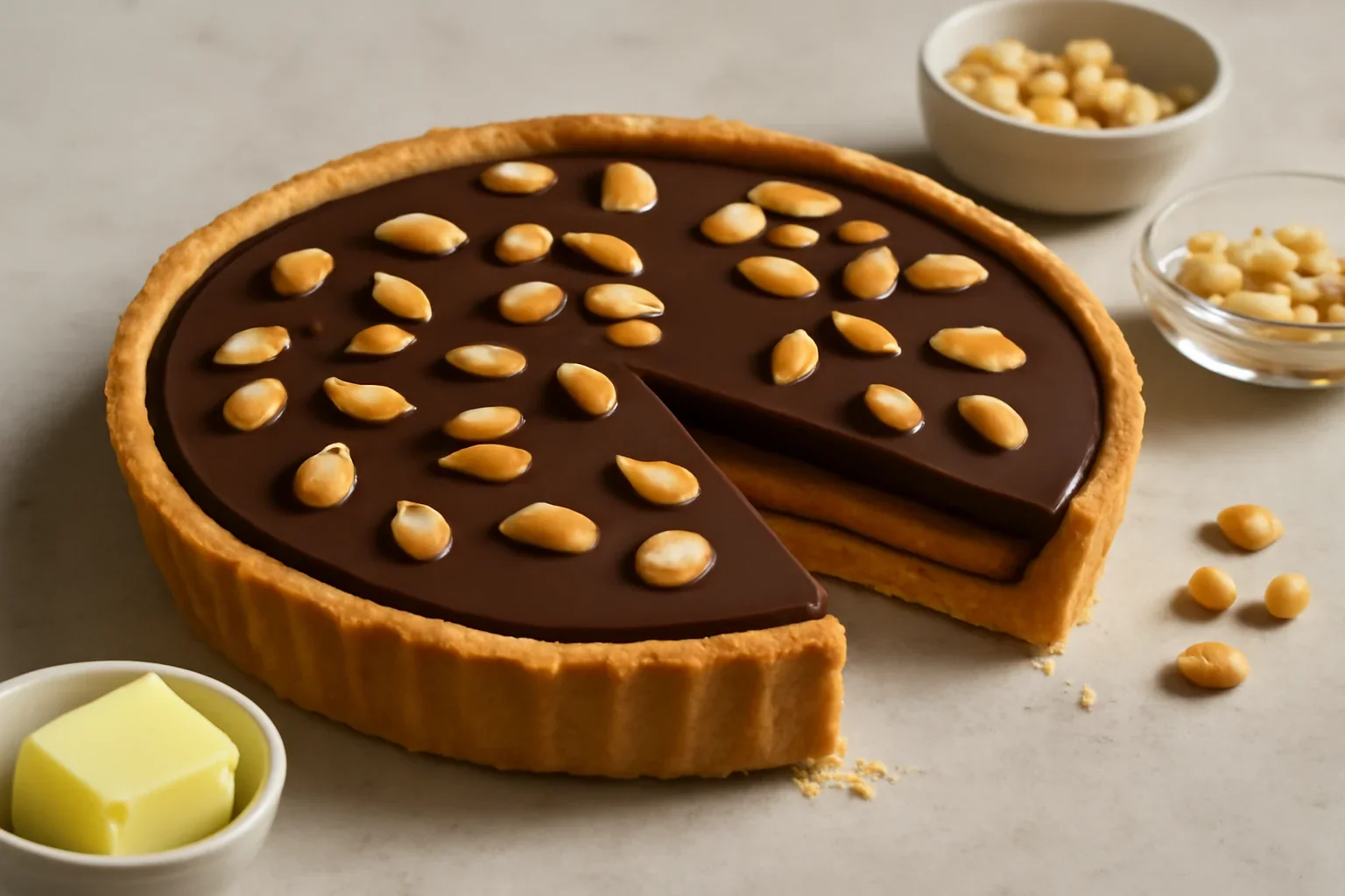 Tarta Snickers cu aluat fraged, crema de ciocolata si alune