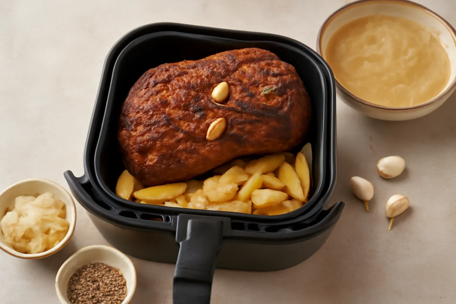 Friptură din ceafă de porc întreagă cu moare de varză + 2 garnituri – la airfryer!